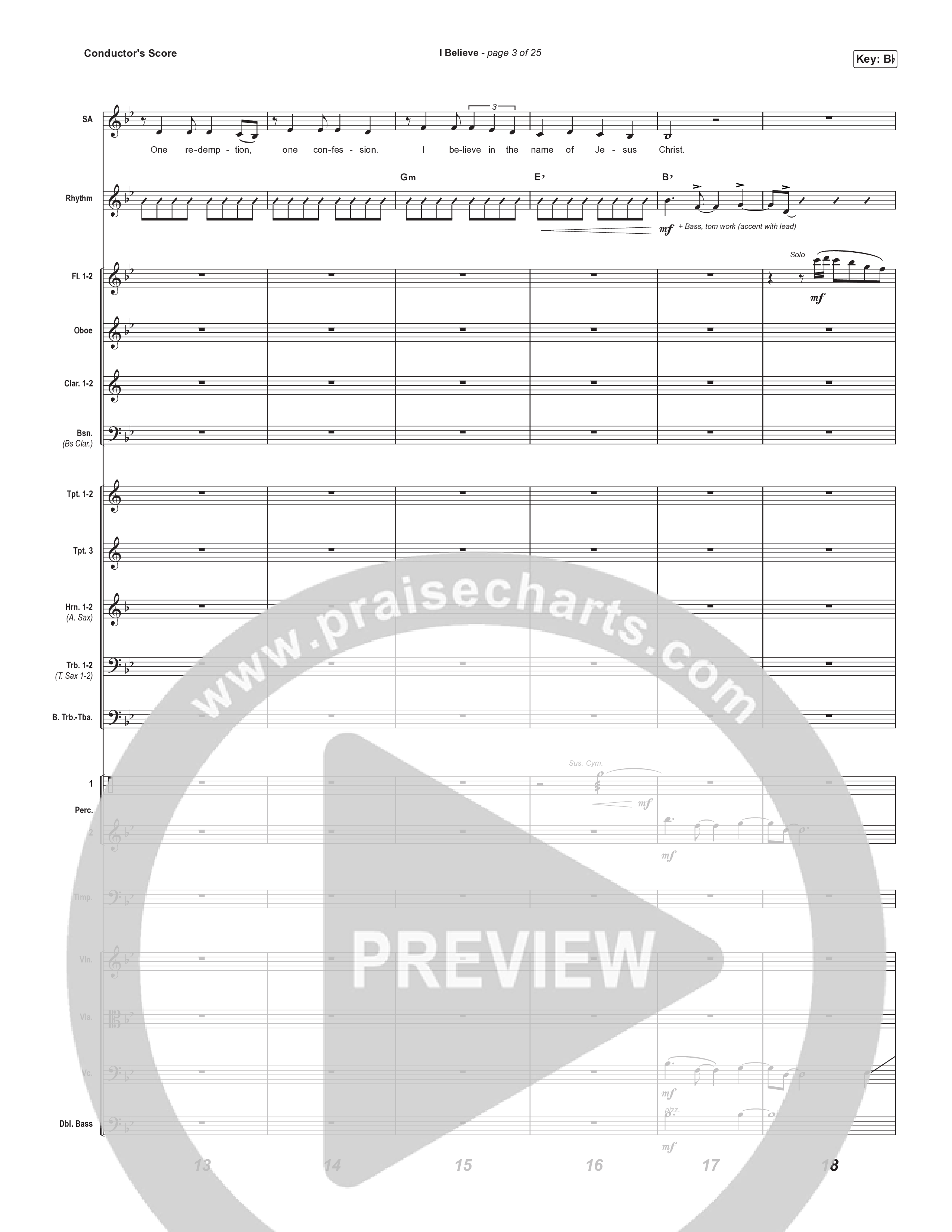 I Believe (Unison/2-Part) Conductor's Score (Phil Wickham)