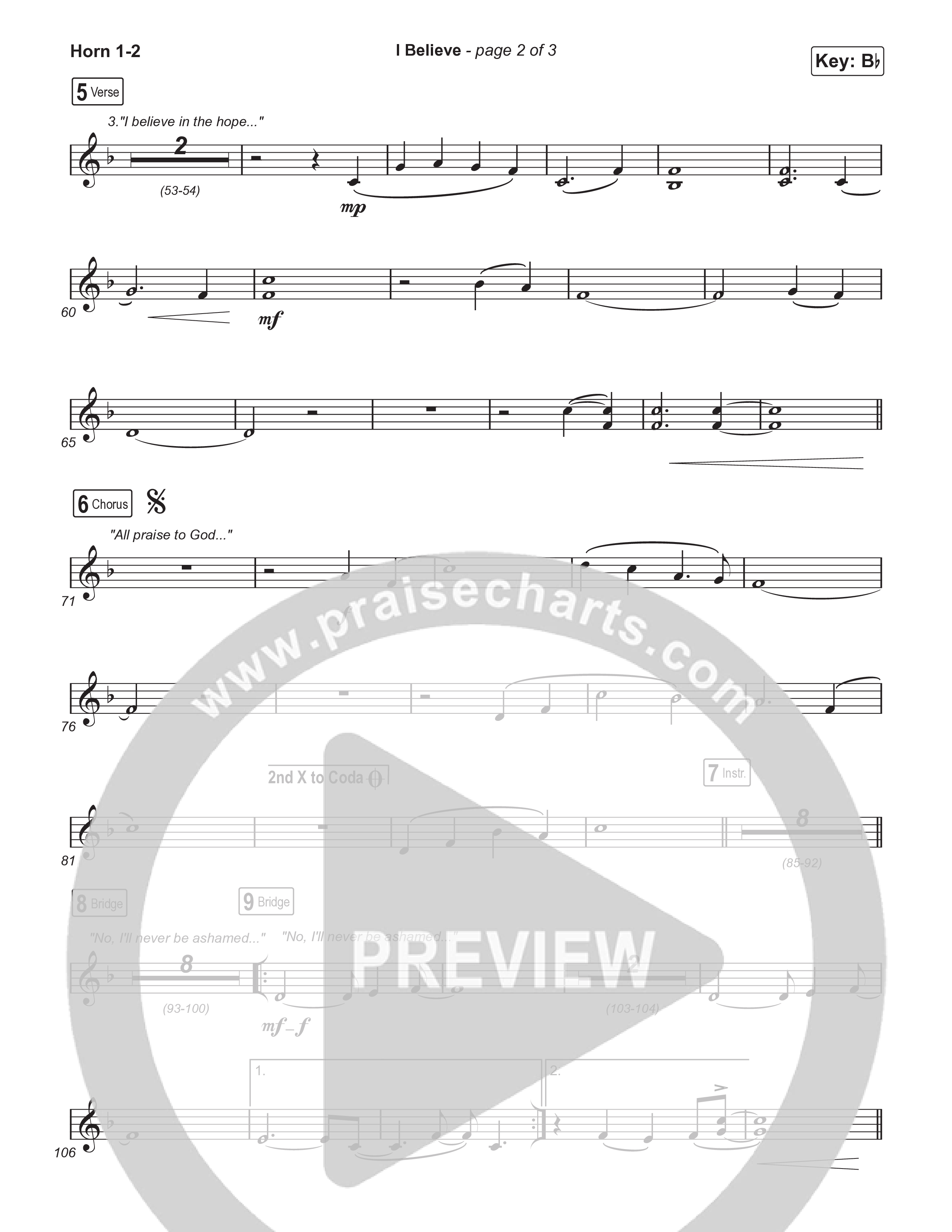 I Believe (Unison/2-Part) French Horn 1/2 (Phil Wickham)