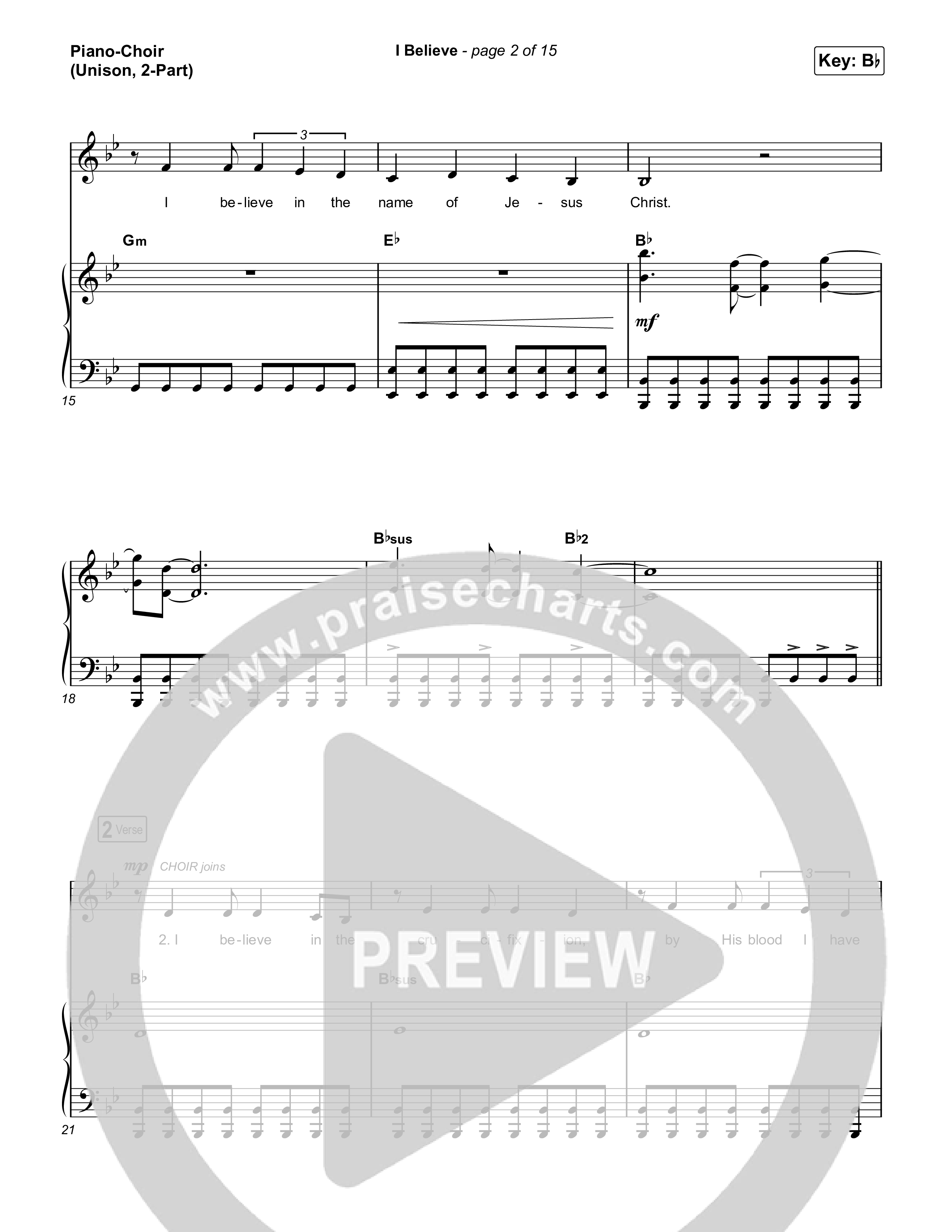I Believe (Unison/2-Part) Piano/Choir  (Uni/2-Part) (Phil Wickham)
