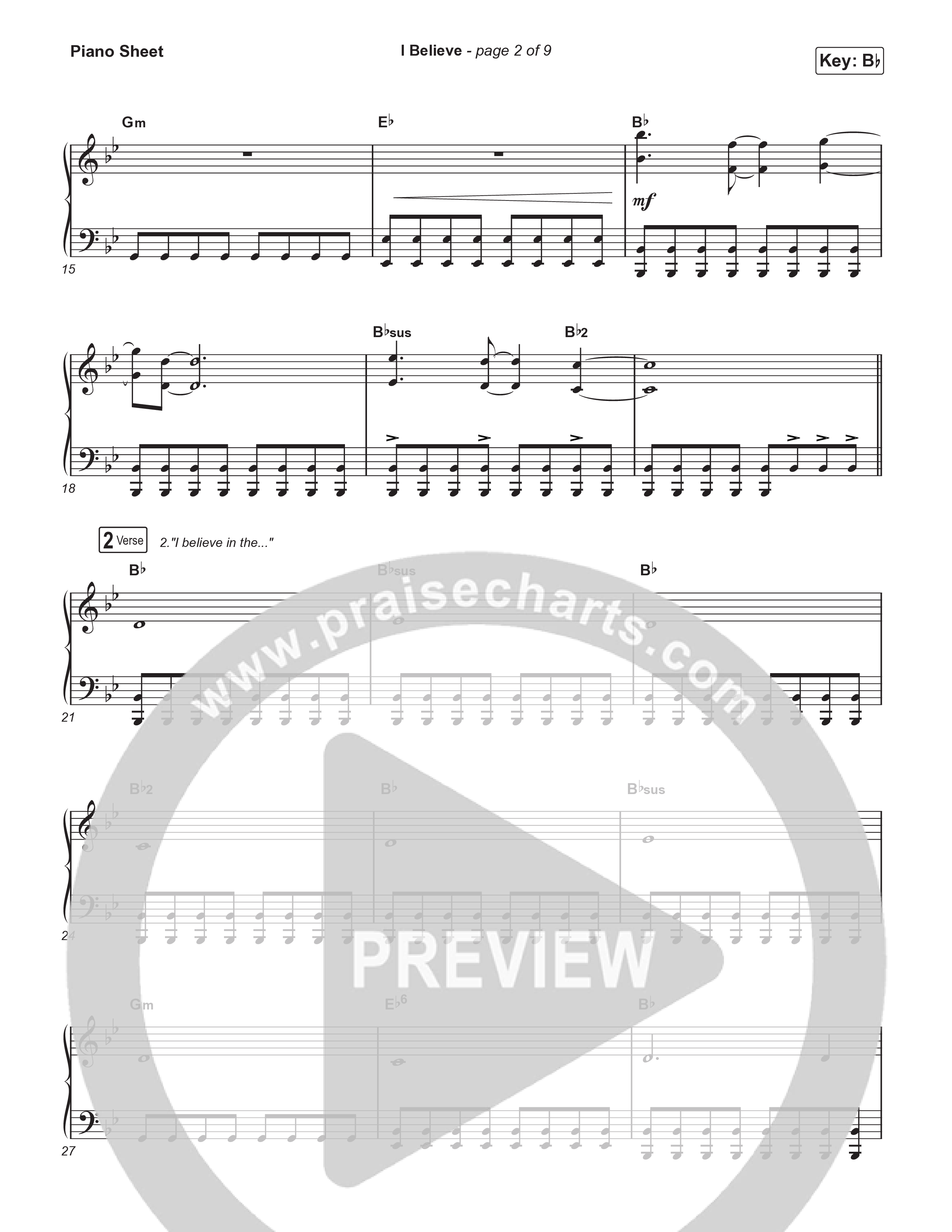 I Believe (Unison/2-Part) Piano Sheet (Phil Wickham)