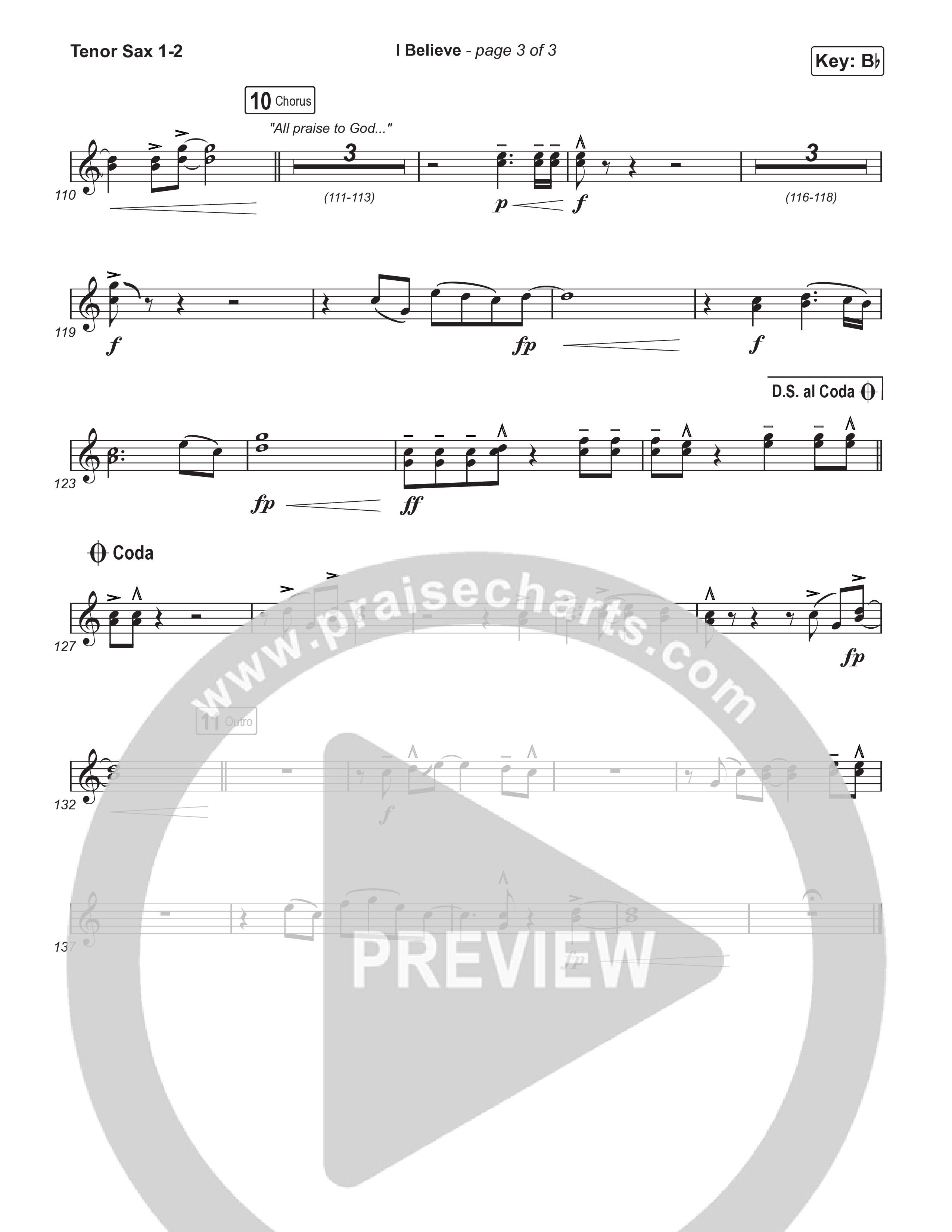 I Believe (Unison/2-Part) Tenor Sax 1/2 (Phil Wickham)