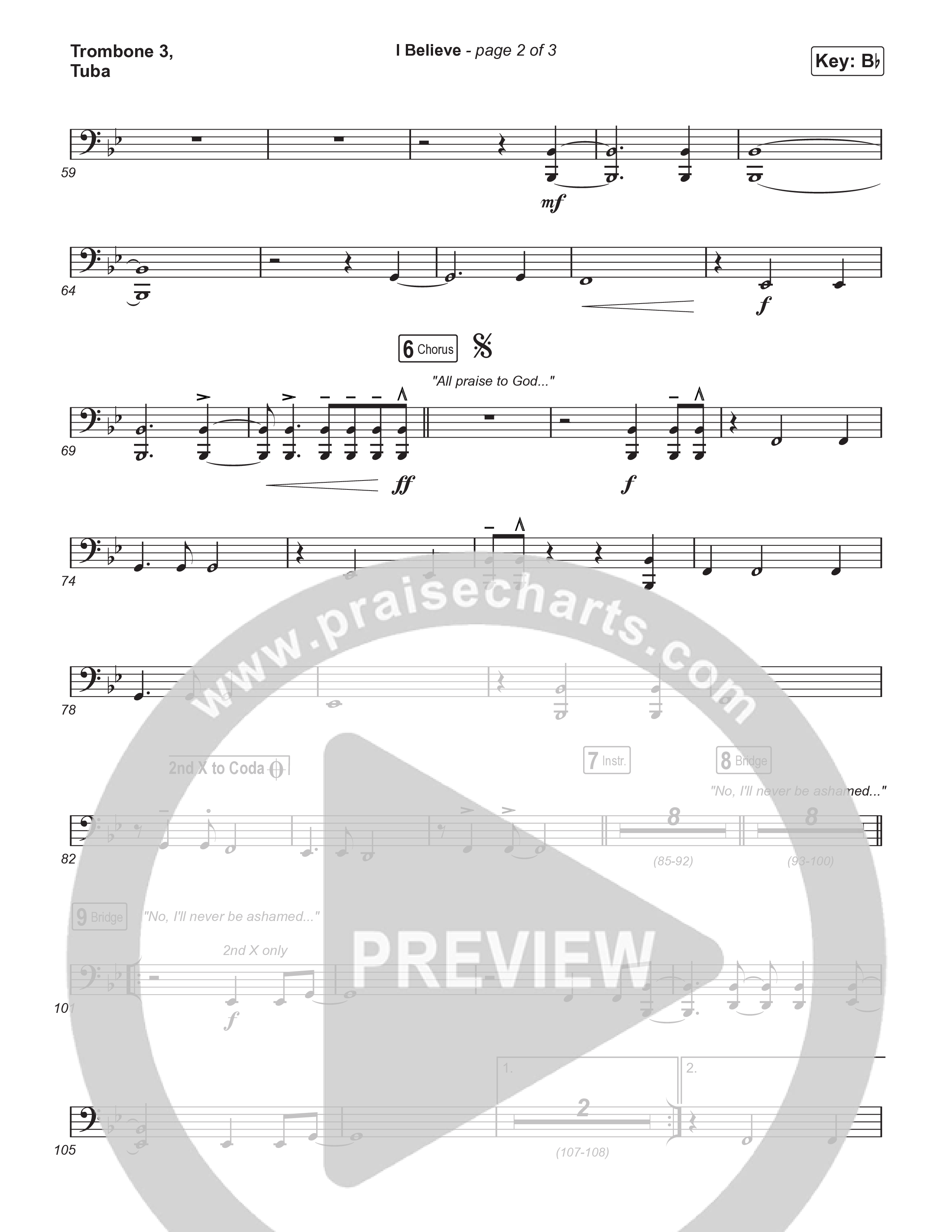 I Believe (Unison/2-Part) Trombone 3/Tuba (Phil Wickham)