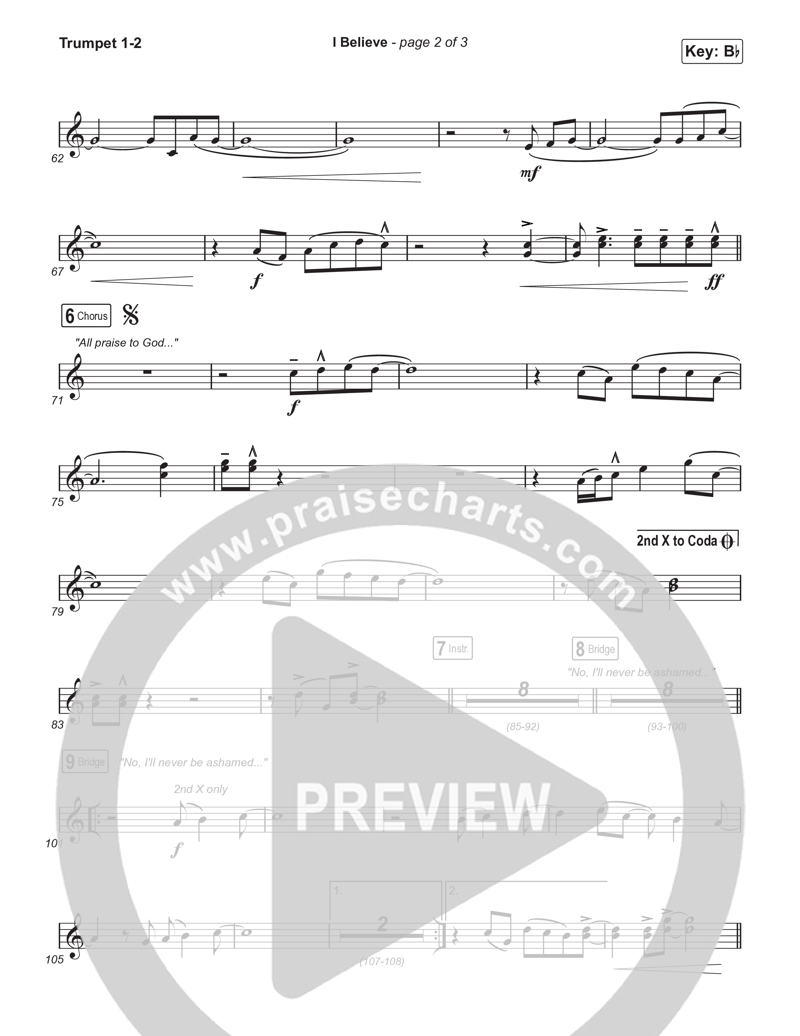 I Believe (Unison/2-Part) Trumpet 1,2 (Phil Wickham)
