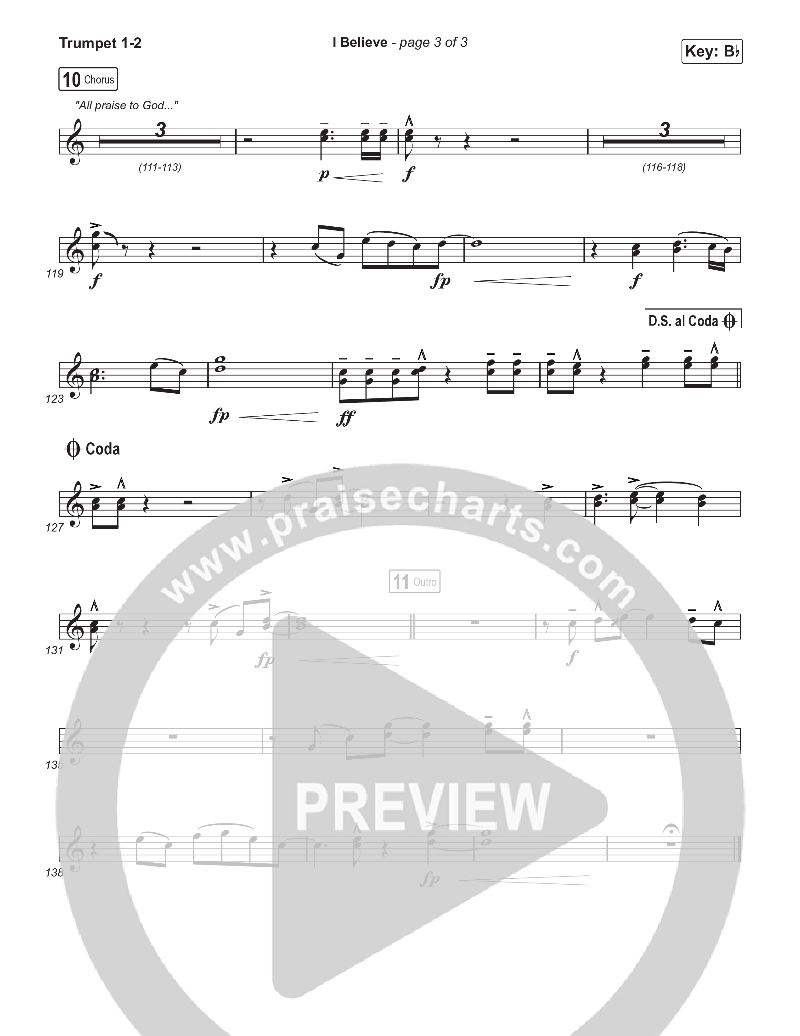 I Believe (Unison/2-Part) Trumpet 1,2 (Phil Wickham)