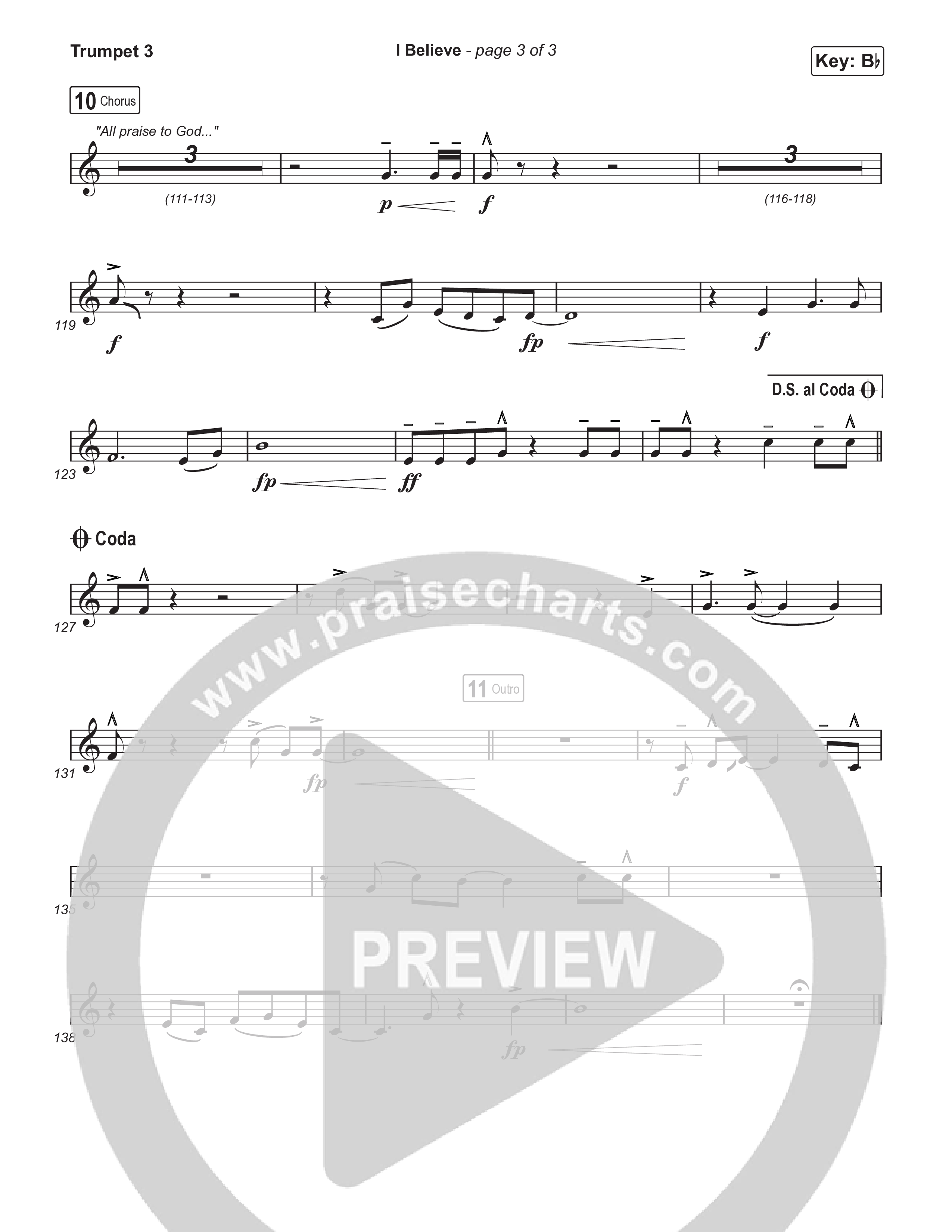 I Believe (Unison/2-Part) Trumpet 3 (Phil Wickham)