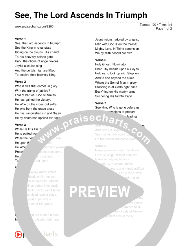 See, The Lord Ascends In Triumph Lyrics (Traditional Hymn)