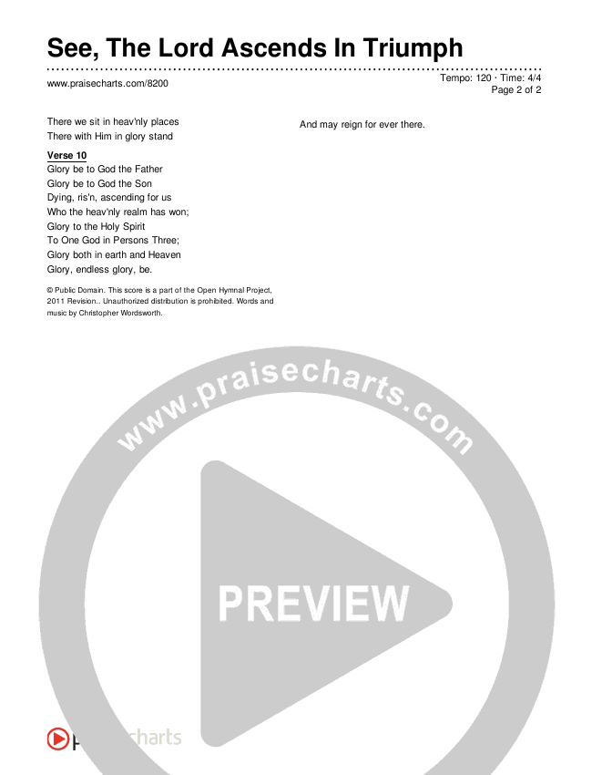 See, The Lord Ascends In Triumph Lyrics (Traditional Hymn)