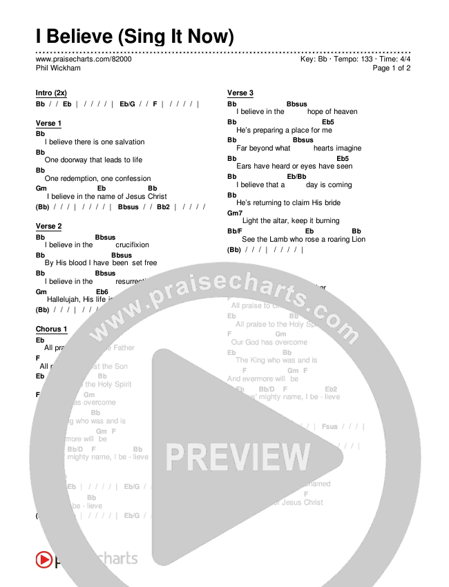I Believe (Sing It Now) Chords PDF (Phil Wickham / Arr. Mason Brown