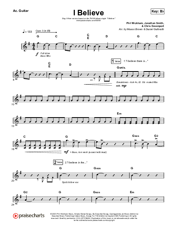 I Believe (Sing It Now) Acoustic Guitar (Phil Wickham / Arr. Mason Brown)