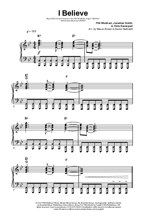I Believe (Sing It Now) Octavo (SATB & Pno) (Phil Wickham / Arr. Mason Brown)