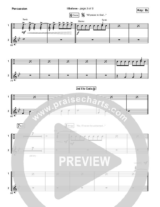 I Believe (Sing It Now) Percussion (Phil Wickham / Arr. Mason Brown)