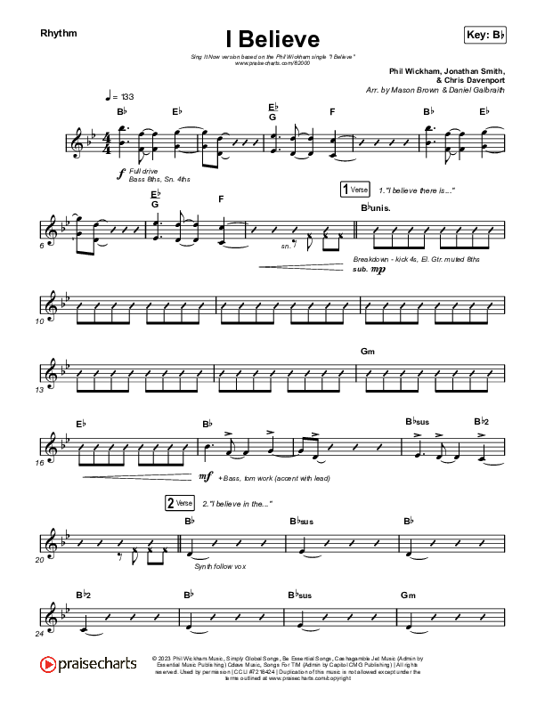 I Believe (Sing It Now) Rhythm Pack (Phil Wickham / Arr. Mason Brown)