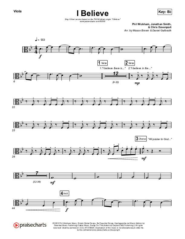 I Believe (Sing It Now) Viola (Phil Wickham / Arr. Mason Brown)