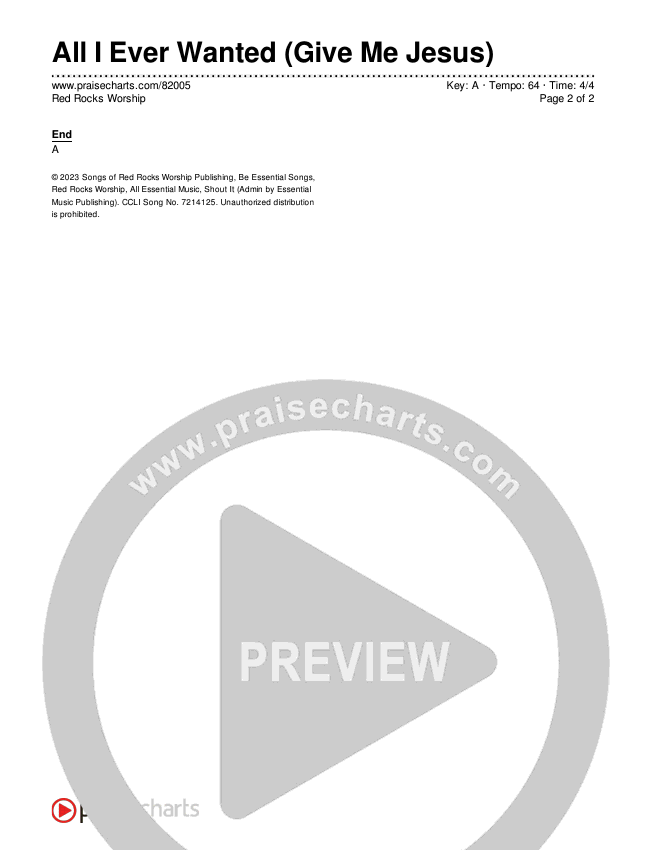 All I Ever Wanted (Give Me Jesus) Chords & Lyrics (Red Rocks Worship)