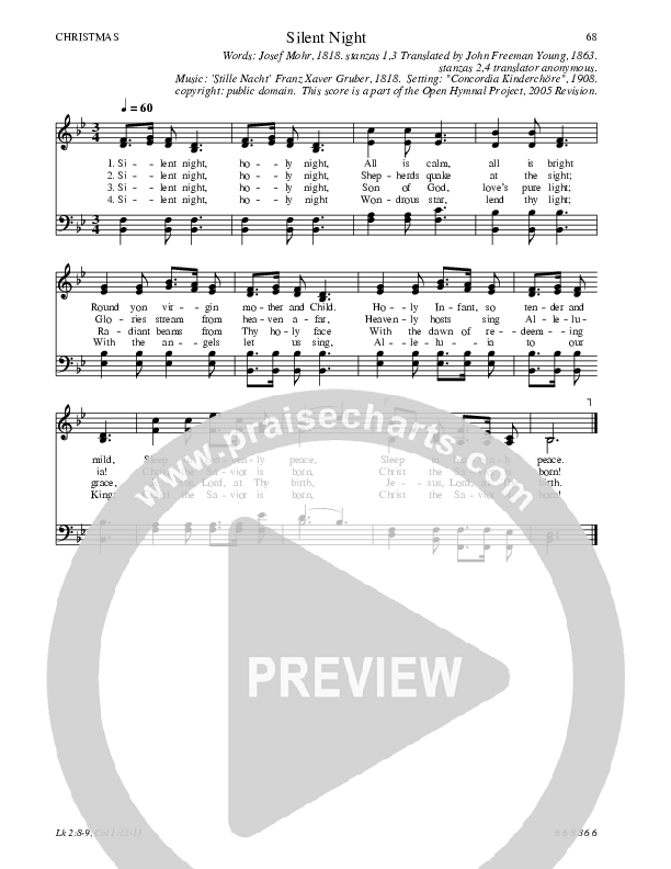 Silent Night Hymn Sheet (SATB) (Traditional Hymn)