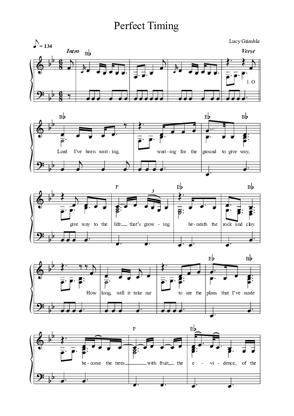 Perfect Timing Lead Sheet Melody (Lucy Grimble)