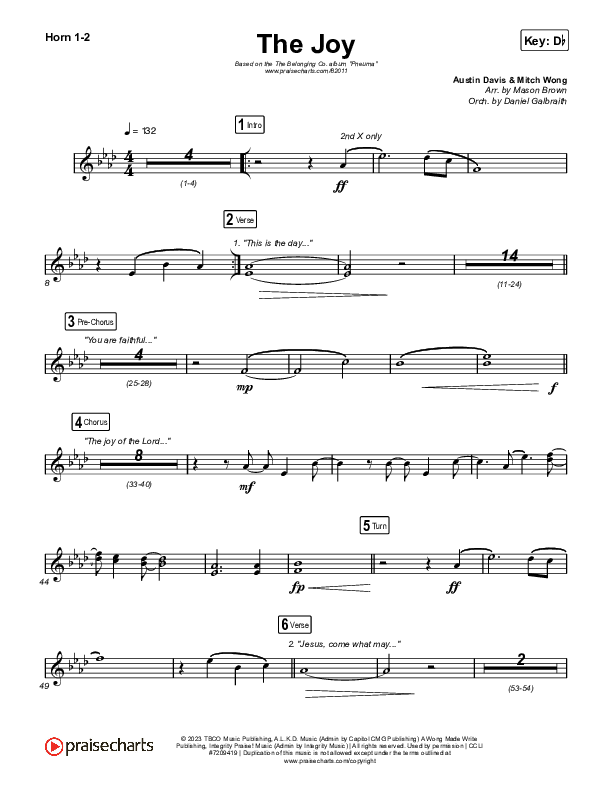 The Joy (Live) French Horn 1,2 (The Belonging Co / Andrew Holt)