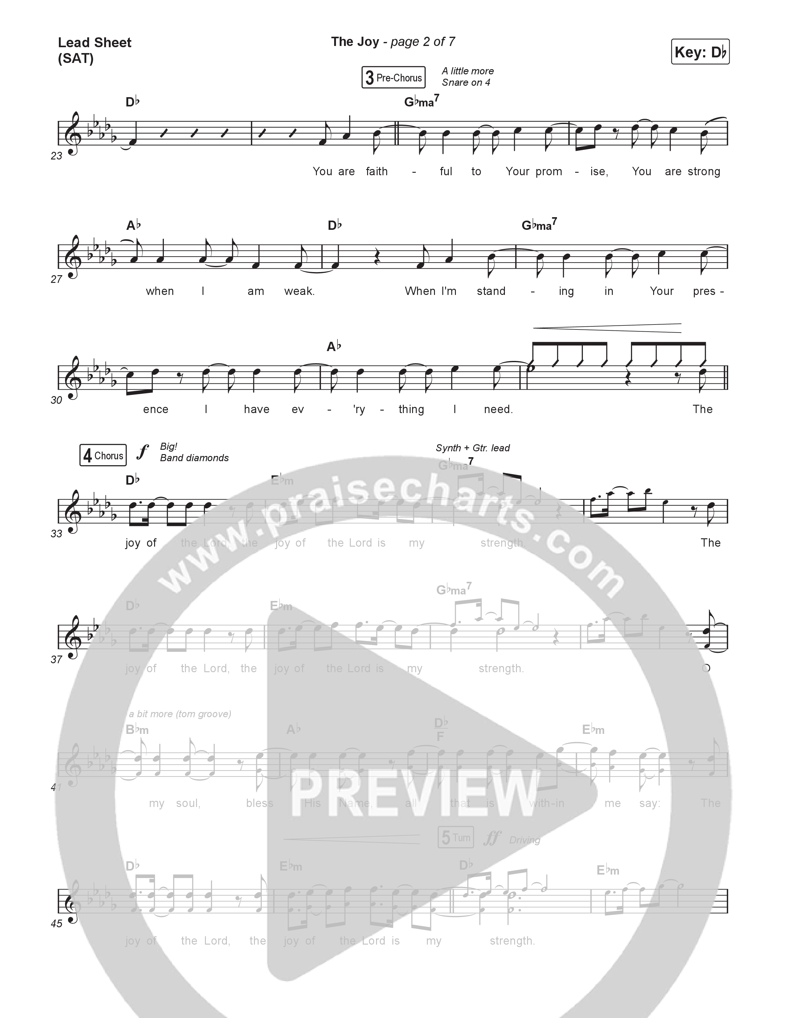 The Joy (Live) Lead Sheet (SAT) (The Belonging Co / Andrew Holt)