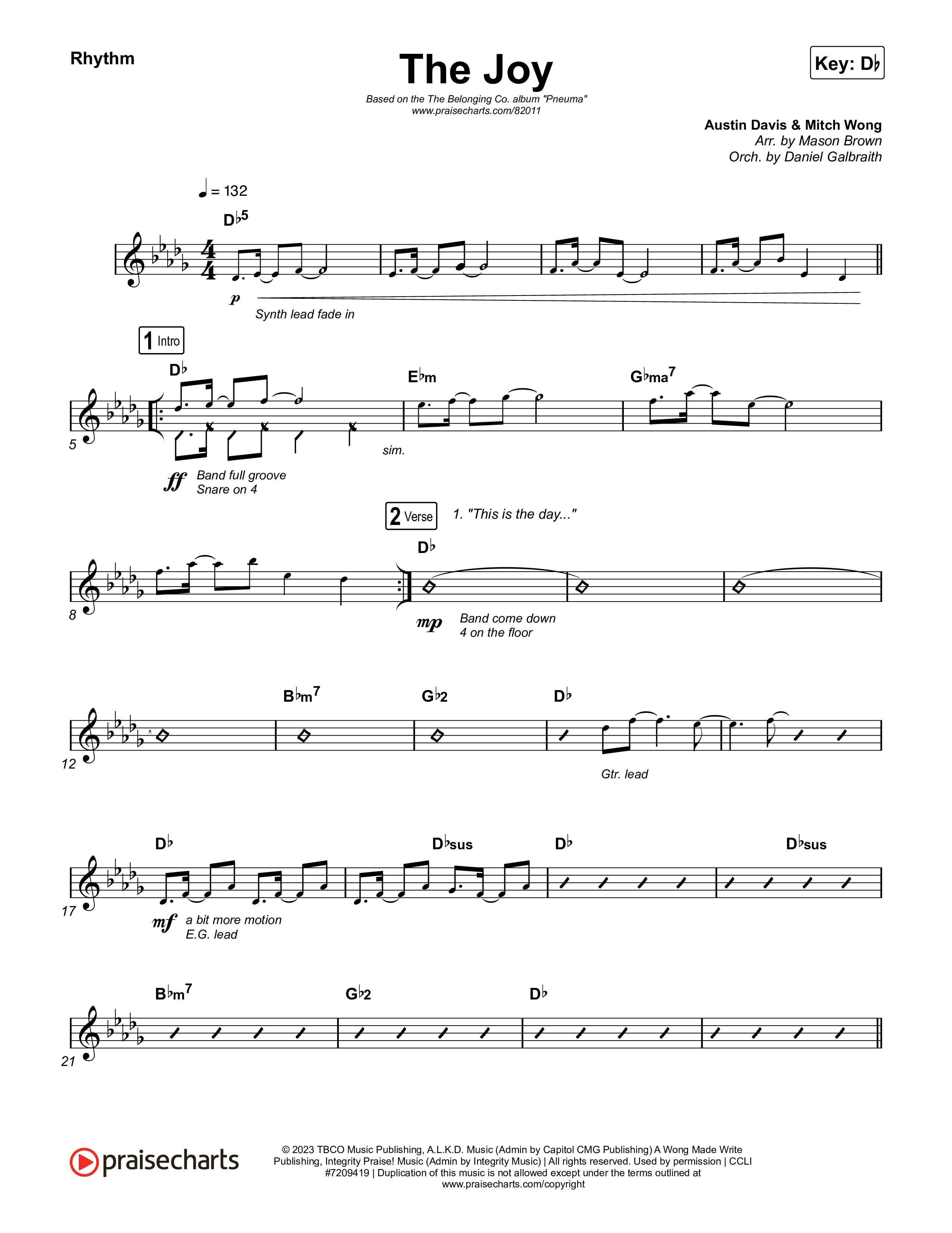 The Joy (Live) Rhythm Chart (The Belonging Co / Andrew Holt)