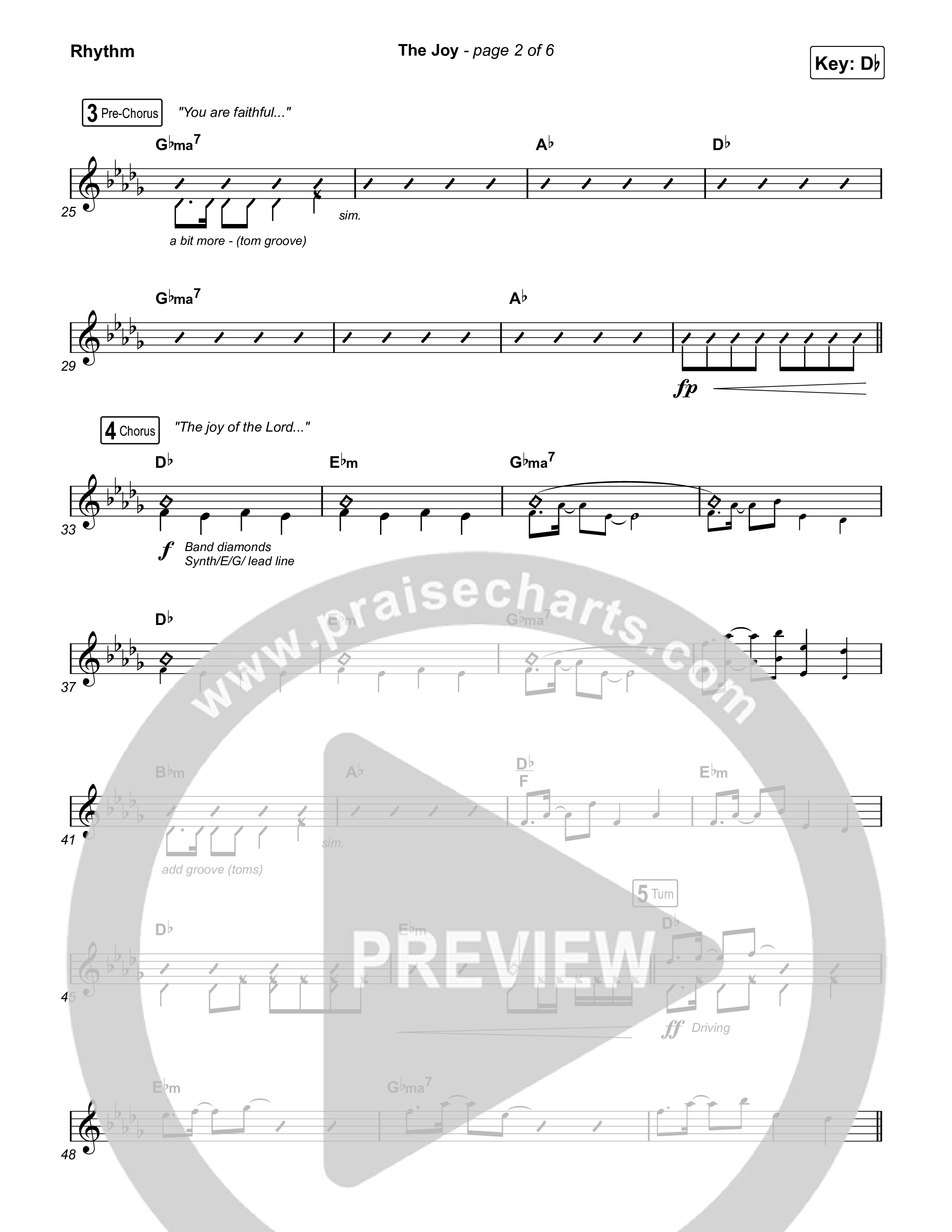 The Joy (Live) Rhythm Chart (The Belonging Co / Andrew Holt)