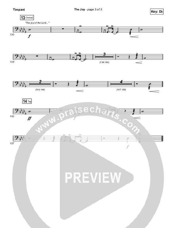 The Joy (Live) Timpani Sheet Music PDF (The Belonging Co / Andrew Holt