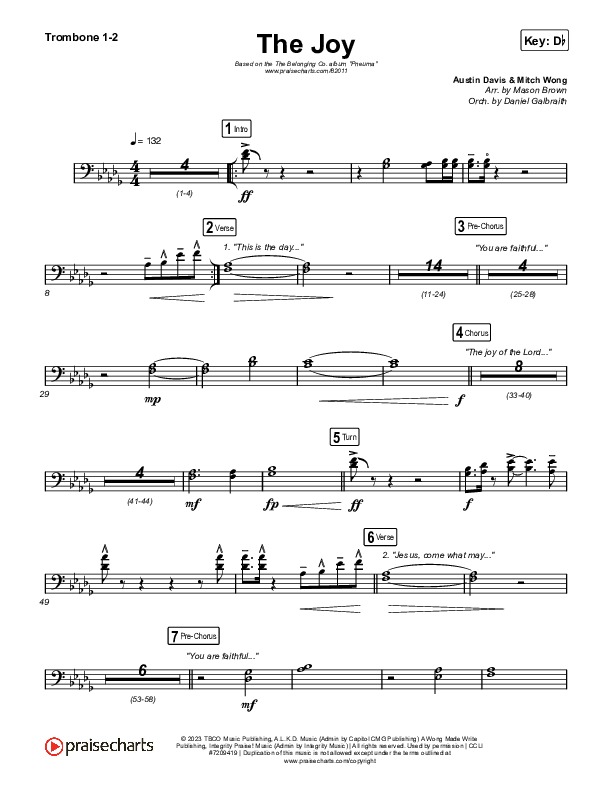 The Joy (Live) Trombone 1,2 (The Belonging Co / Andrew Holt)