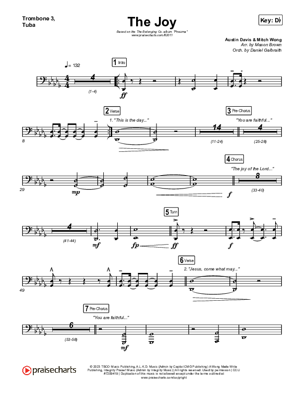 The Joy (Live) Trombone 3/Tuba (The Belonging Co / Andrew Holt)