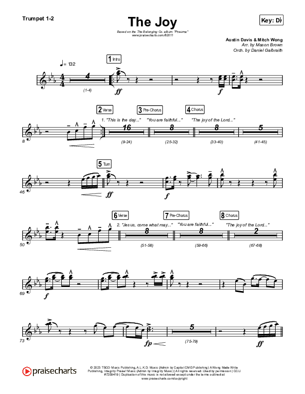 The Joy (Live) Trumpet 1,2 (The Belonging Co / Andrew Holt)