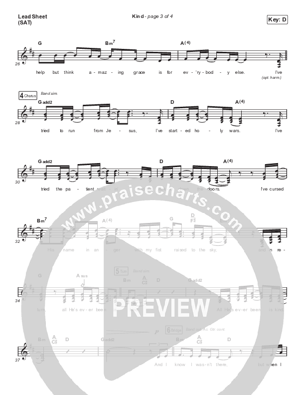 Kind Lead Sheet (SAT) (Cory Asbury)