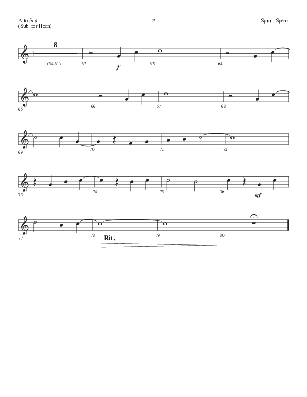 Spirit Speak (Choral Anthem SATB) Alto Sax (Lifeway Choral / Arr. Dennis Allen)