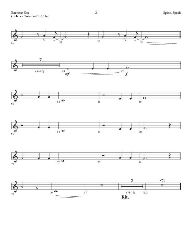 Spirit Speak (Choral Anthem SATB) Bari Sax (Lifeway Choral / Arr. Dennis Allen)