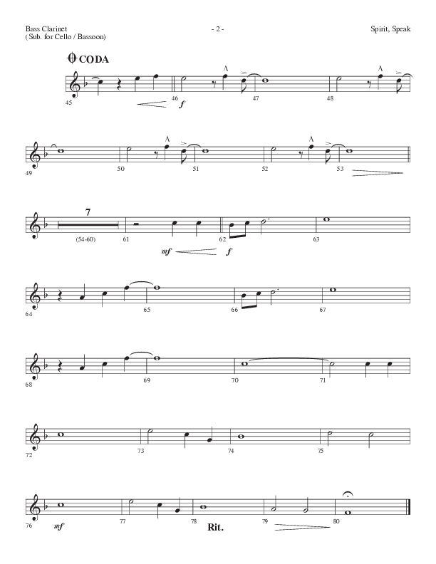 Spirit Speak (Choral Anthem SATB) Bass Clarinet (Lifeway Choral / Arr. Dennis Allen)