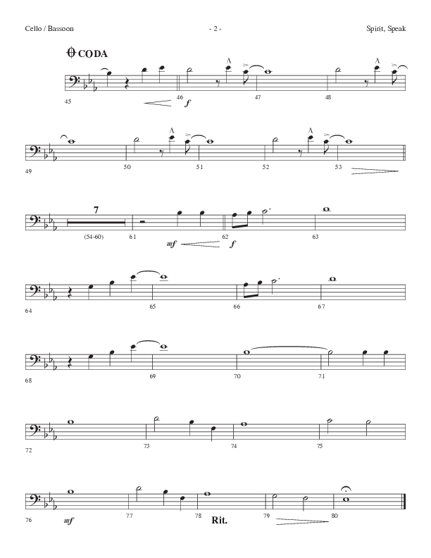 Spirit Speak (Choral Anthem SATB) Cello (Lifeway Choral / Arr. Dennis Allen)