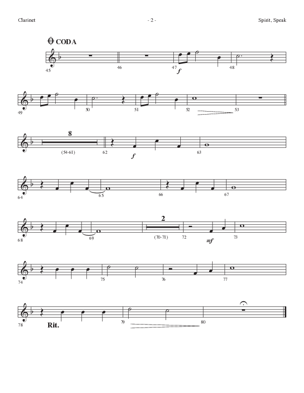 Spirit Speak (Choral Anthem SATB) Clarinet (Lifeway Choral / Arr. Dennis Allen)