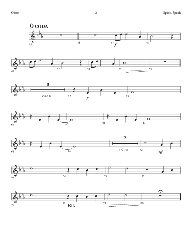 Spirit Speak (Choral Anthem SATB) Oboe (Lifeway Choral / Arr. Dennis Allen)