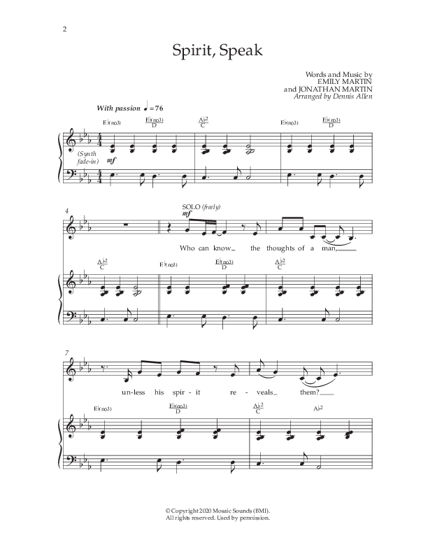 Spirit Speak (Choral Anthem SATB) Anthem (SATB/Piano) (Lifeway Choral / Arr. Dennis Allen)