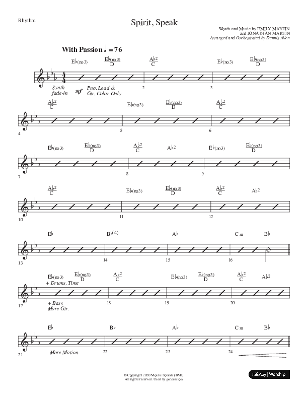 Spirit Speak (Choral Anthem SATB) Lead Melody & Rhythm (Lifeway Choral / Arr. Dennis Allen)