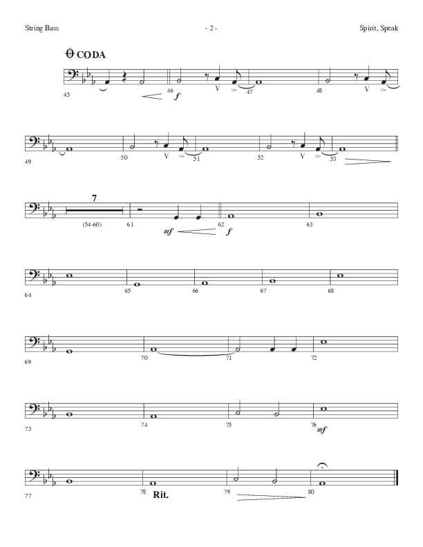 Spirit Speak (Choral Anthem SATB) String Bass (Lifeway Choral / Arr. Dennis Allen)