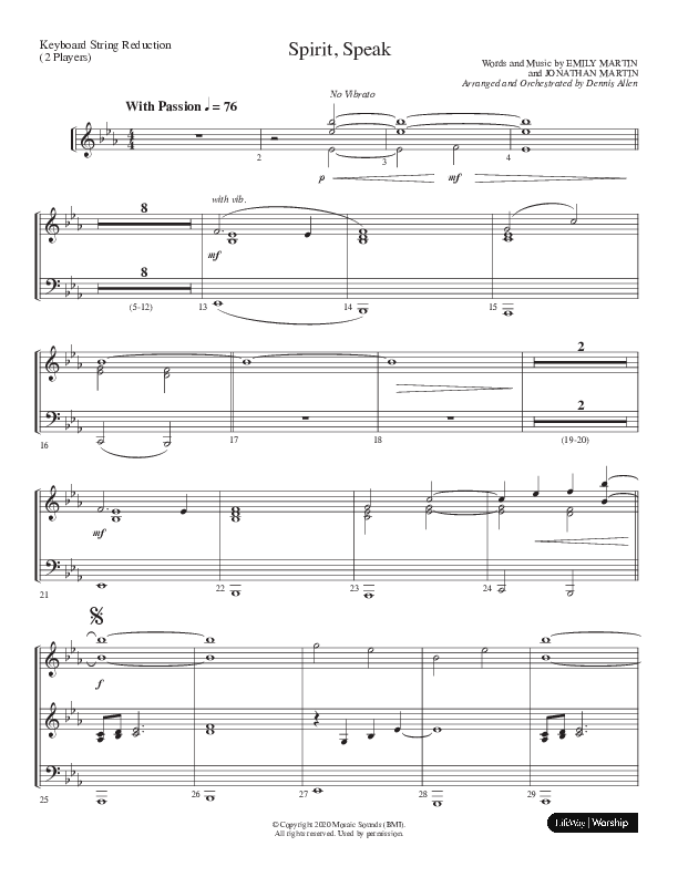 Spirit Speak (Choral Anthem SATB) String Reduction (Lifeway Choral / Arr. Dennis Allen)