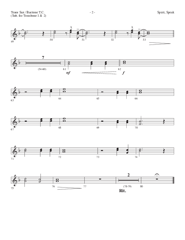 Spirit Speak (Choral Anthem SATB) Tenor Sax/Baritone T.C. (Lifeway Choral / Arr. Dennis Allen)
