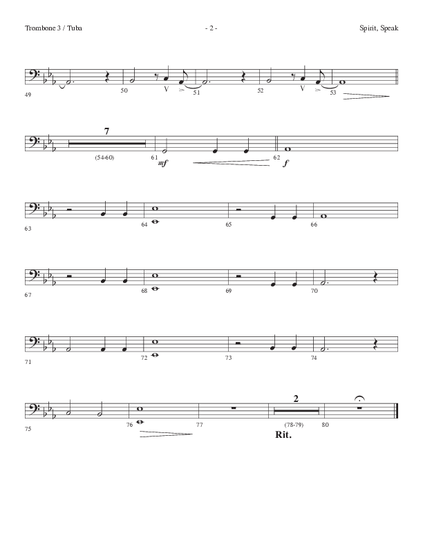 Spirit Speak (Choral Anthem SATB) Trombone 3/Tuba (Lifeway Choral / Arr. Dennis Allen)