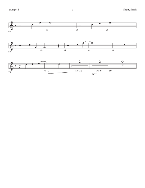 Spirit Speak (Choral Anthem SATB) Trumpet 1 (Lifeway Choral / Arr. Dennis Allen)