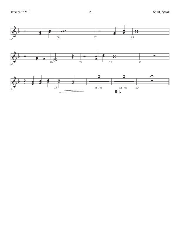Spirit Speak (Choral Anthem SATB) Trumpet 2/3 (Lifeway Choral / Arr. Dennis Allen)