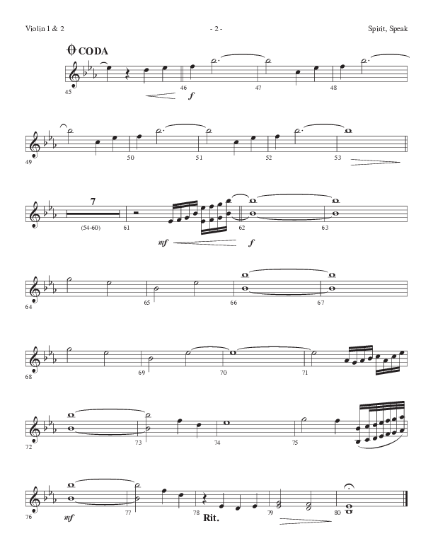 Spirit Speak (Choral Anthem SATB) Violin 1/2 (Lifeway Choral / Arr. Dennis Allen)