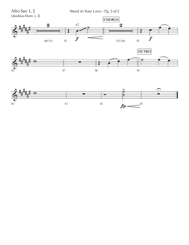 Stand In Your Love (Choral Anthem SATB) Alto Sax 1/2 (Lifeway Choral / Arr. David Wise / Orch. David Shipps)
