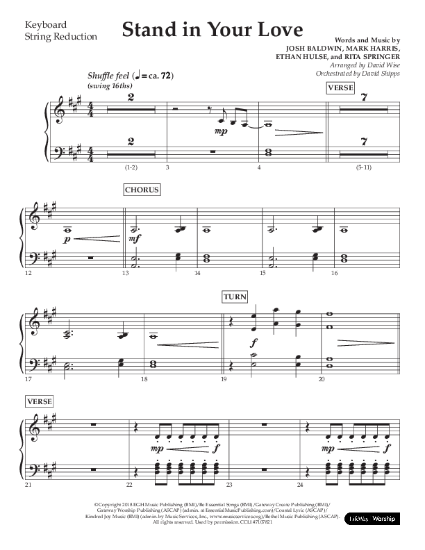 Stand In Your Love (Choral Anthem SATB) String Reduction (Lifeway Choral / Arr. David Wise / Orch. David Shipps)
