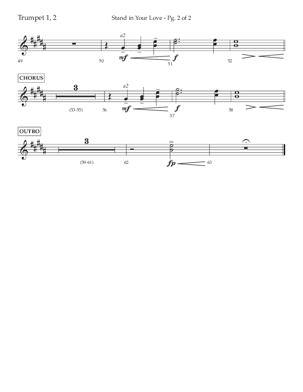 Stand In Your Love (Choral Anthem SATB) Trumpet 1,2 (Lifeway Choral / Arr. David Wise / Orch. David Shipps)