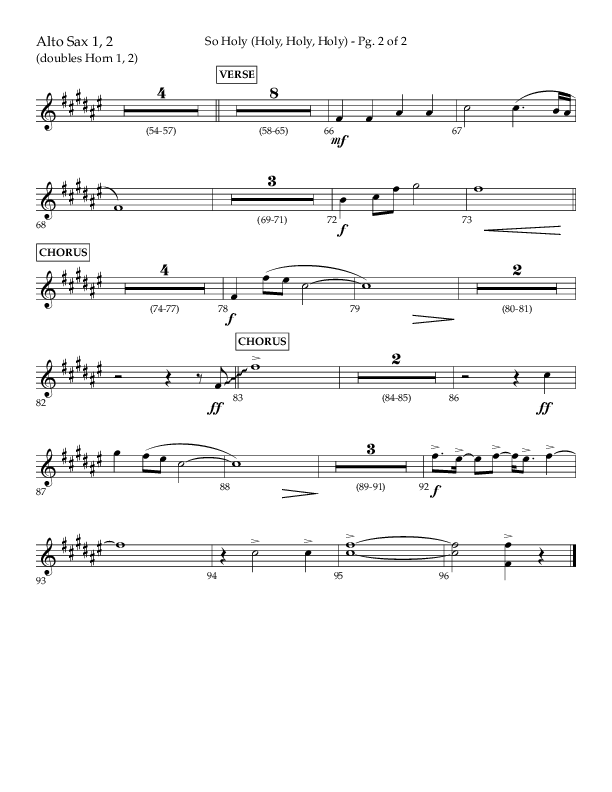 So Holy (Holy Holy Holy) (Choral Anthem SATB) Alto Sax 1/2 (Lifeway Choral / Arr. John Bolin / Orch. Cliff Duren)