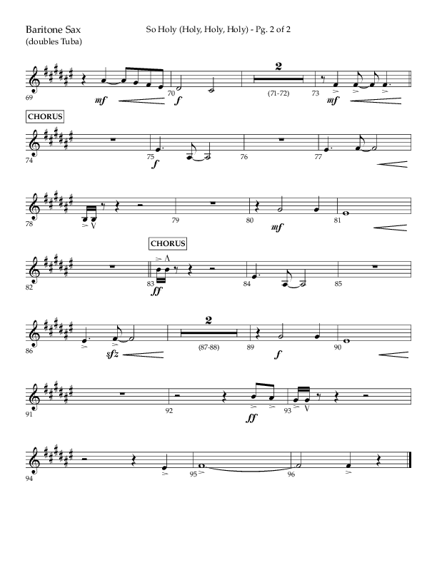 So Holy (Holy Holy Holy) (Choral Anthem SATB) Bari Sax (Lifeway Choral / Arr. John Bolin / Orch. Cliff Duren)