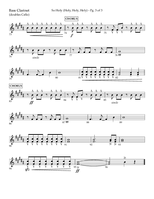 So Holy (Holy Holy Holy) (Choral Anthem SATB) Bass Clarinet (Lifeway Choral / Arr. John Bolin / Orch. Cliff Duren)